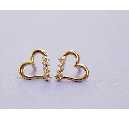14K White or Yellow Gold Heart Shape CZ Stud Earrings