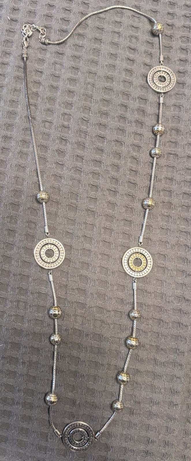 Brighton Signed Silver Round Link Station Chain Necklace