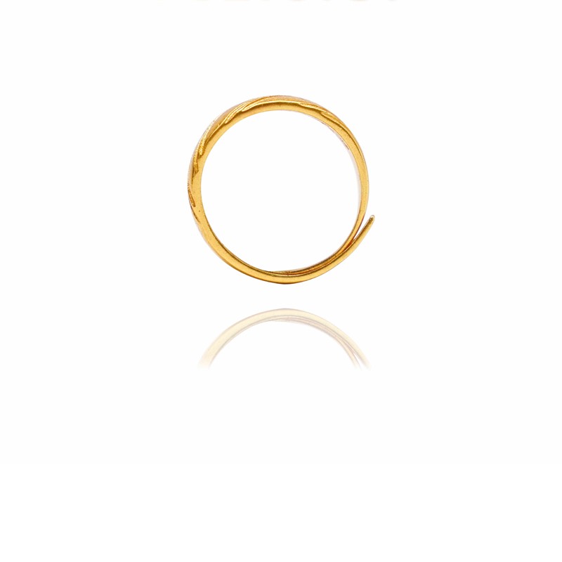 24K Gold Crescent Dome Adjustable Ring – Minimalist Chic Stackable Signet Jewelr