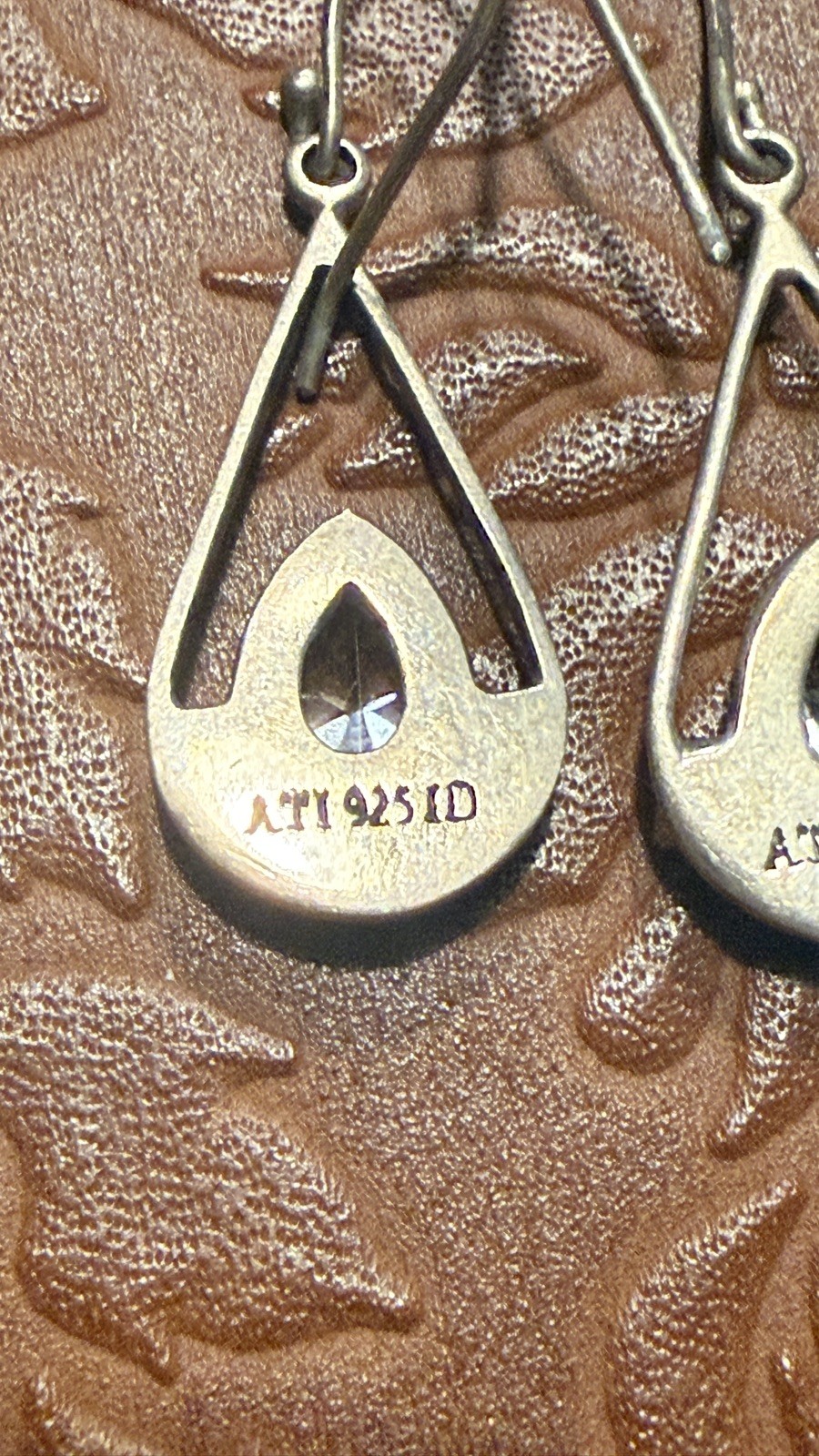 Beautiful Sterling Silver 925 ATI CZ Dangling Tear Drop Earrings