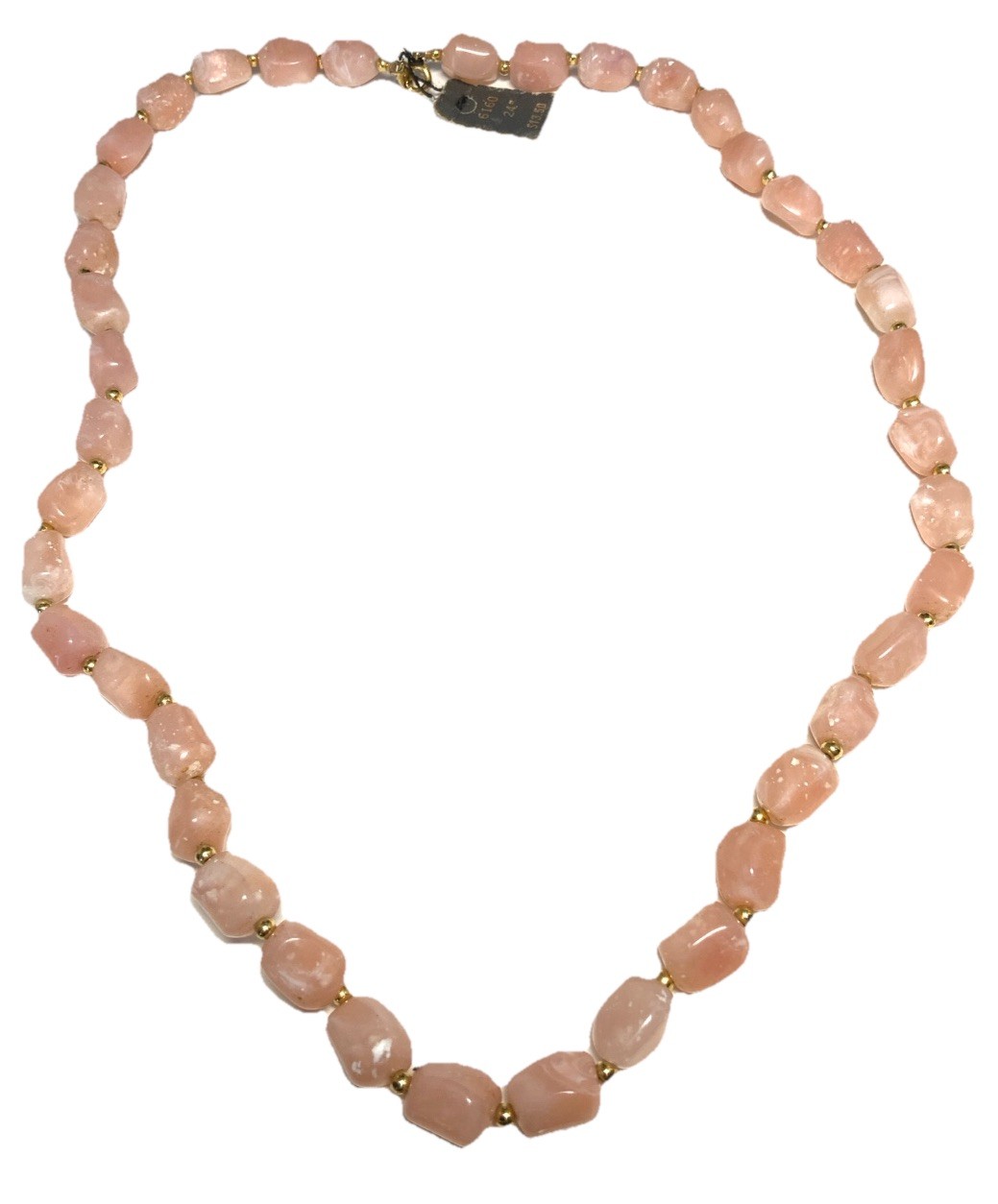 Trifari Gold Tone Pink Beaded Chain Necklace 23.5-inches New with Tags LN105
