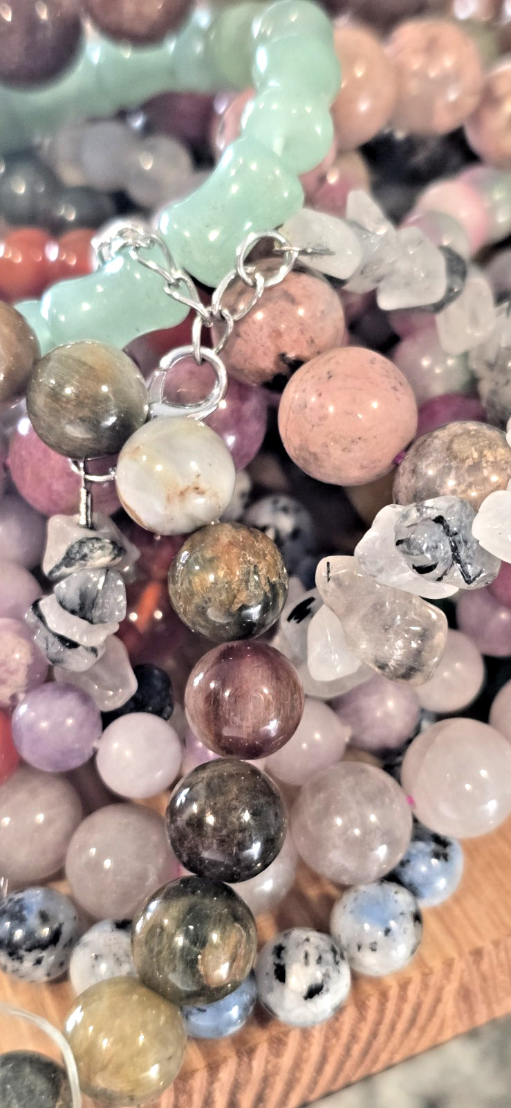 Genuine Crystal Stretch Bracelet Set of 3 8mm Round Natural Stone Healing Bead