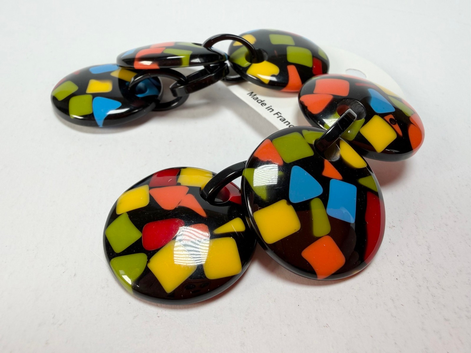 Marion Godart Confetti “Pendentif Triple Art Deco Pendant Resin Clip On Earrings