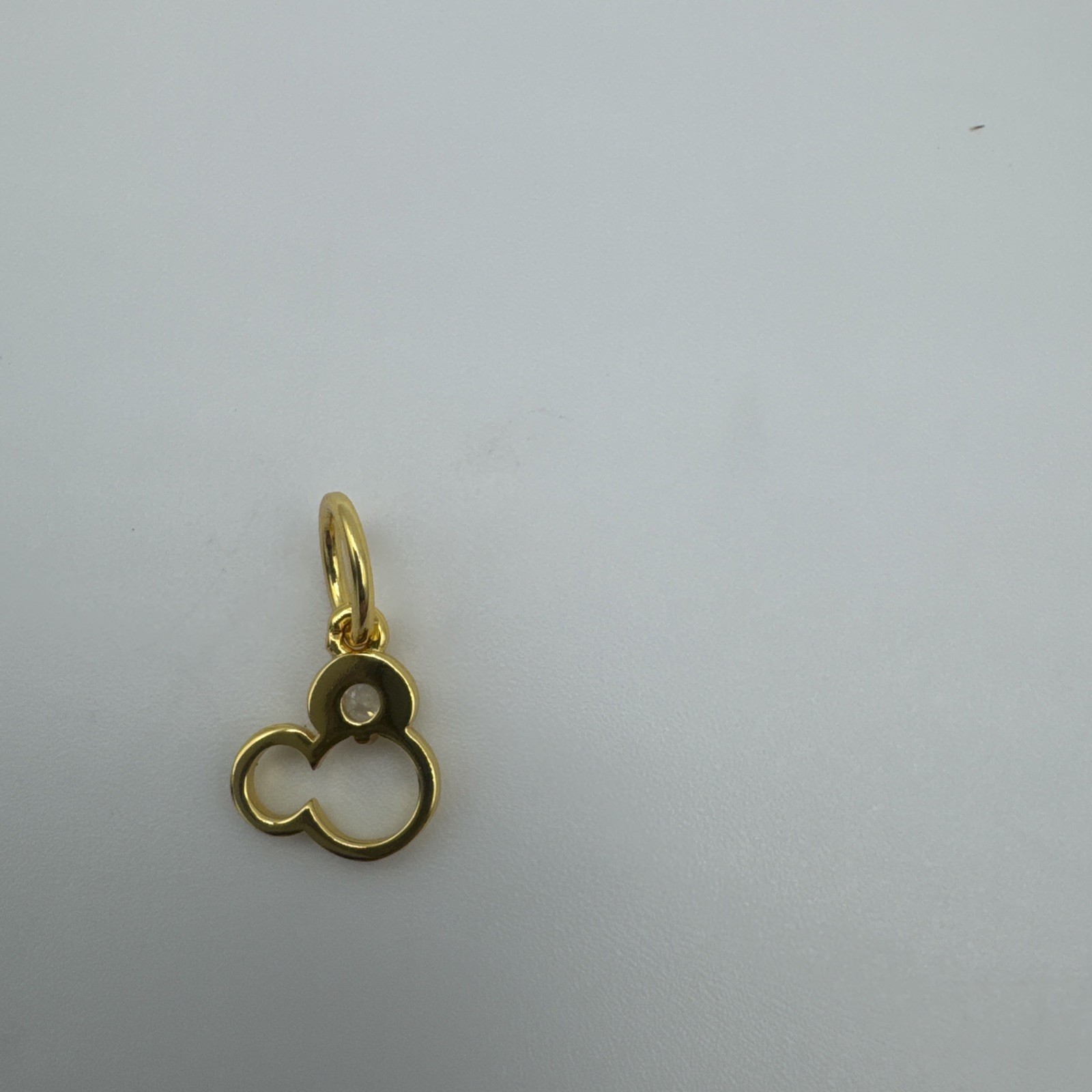 Mickey Mouse Gold Tone Dangle Charm W/ Cubic Zerconia Accent