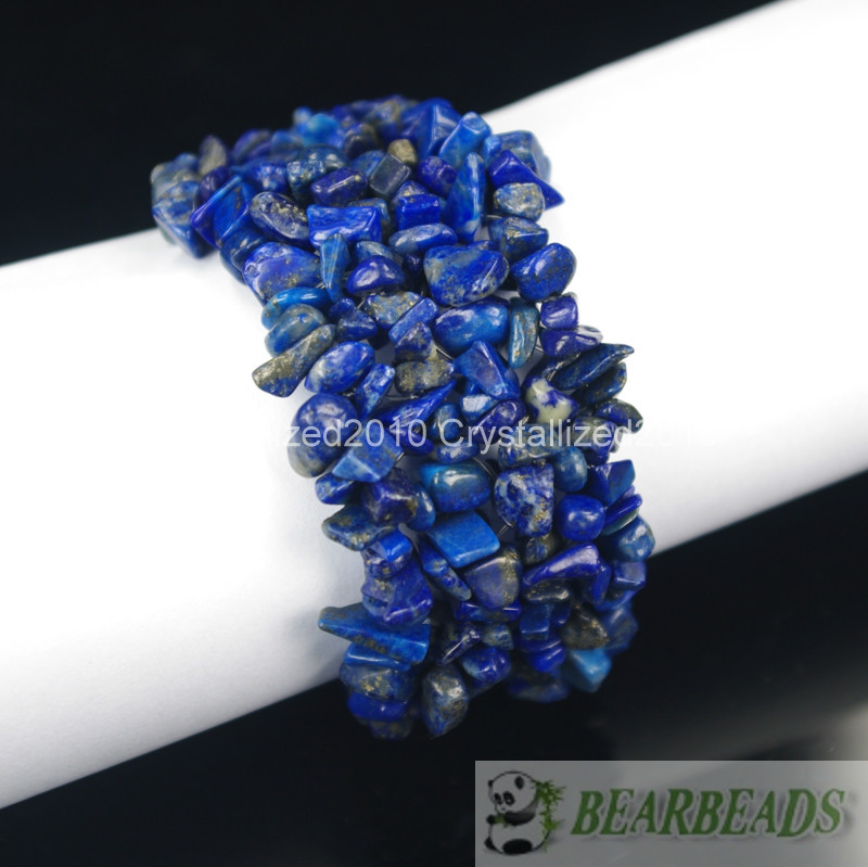 Wholesale AAA Natural Gemstone Nugget Beaded Stretchy Bracelet Healing 30mm Wide