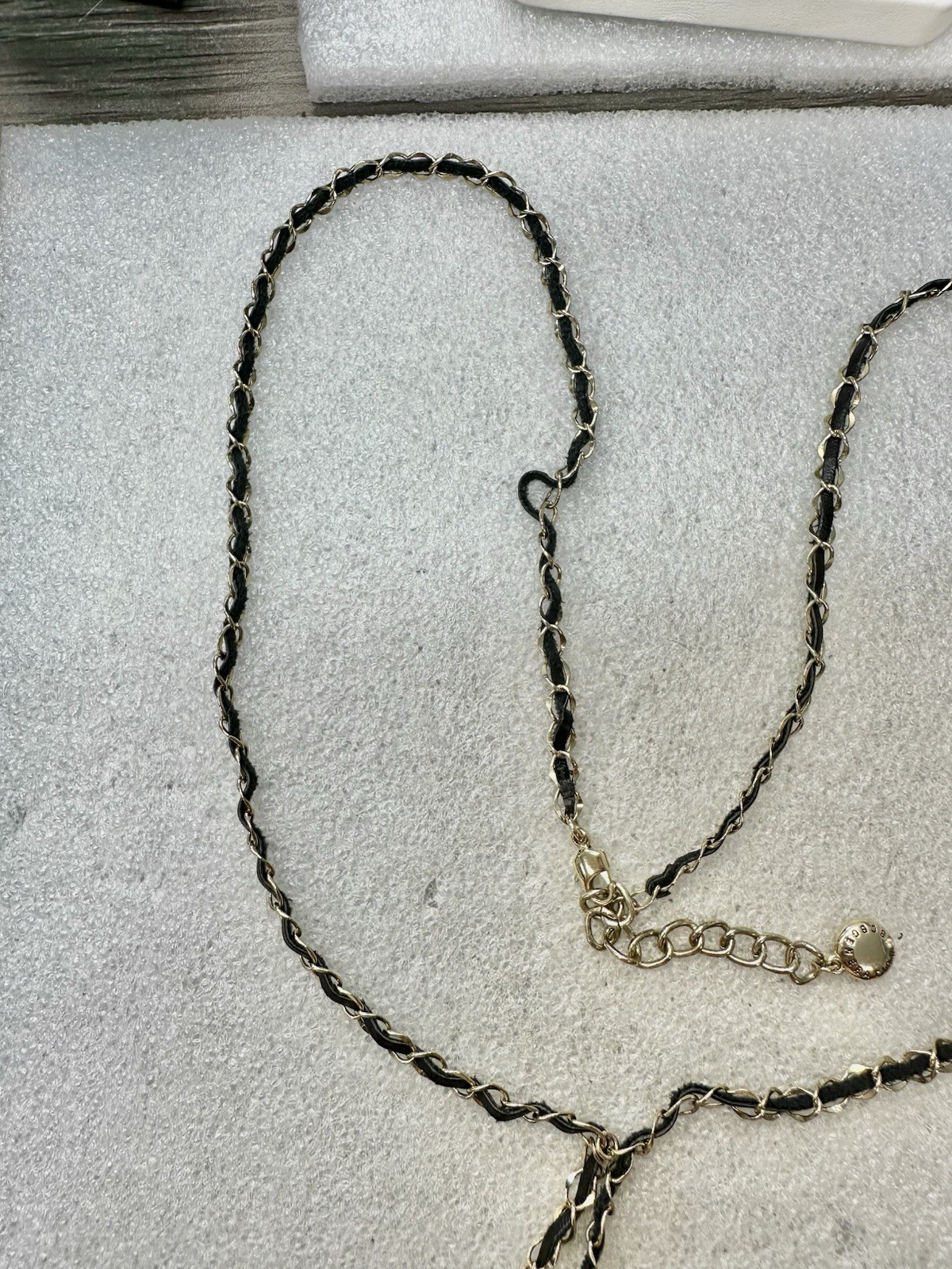 BCBGeneration Golden W Black Suede Woven 26” Tassle Necklace