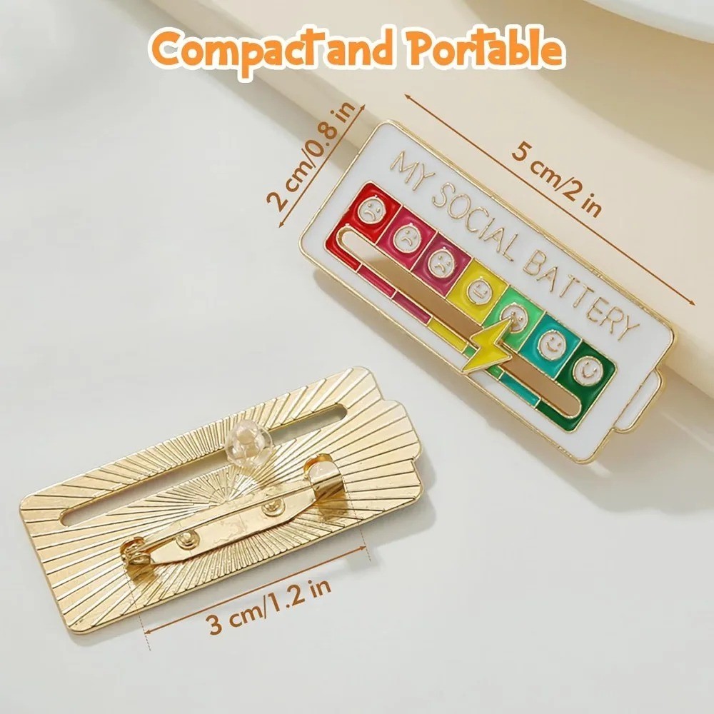 Funny Social Battery Slider Pin – 7-Mood Expression Badge, Cute Interactive Pin