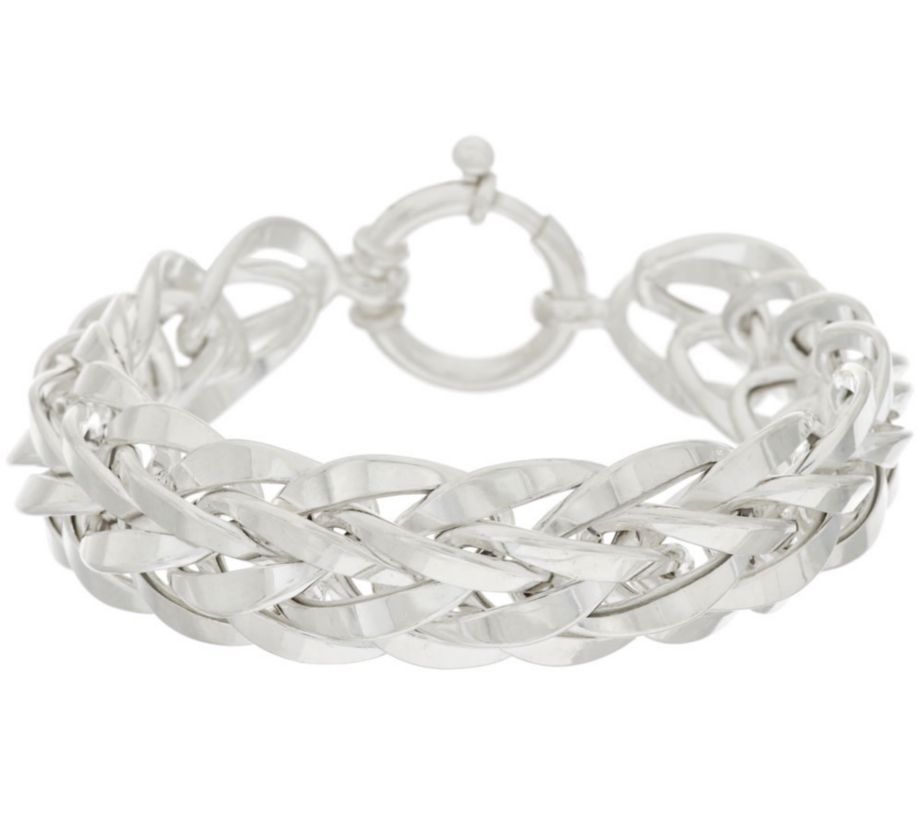 All Shiny Spiga Wheat Orme Woven Bracelet REAL 925 Sterling Silver QVC J295977