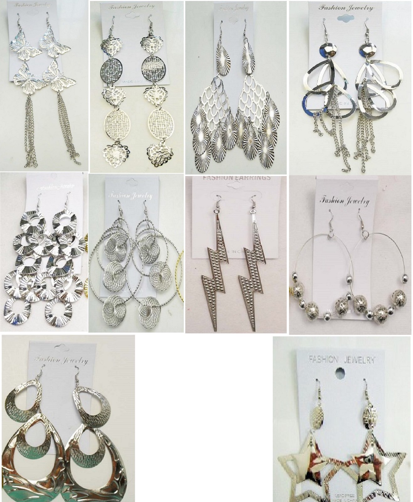 SU-6 Wholesale lot10 pairs Fashion Big Dangle Silver Plated Earrings US-SELLER