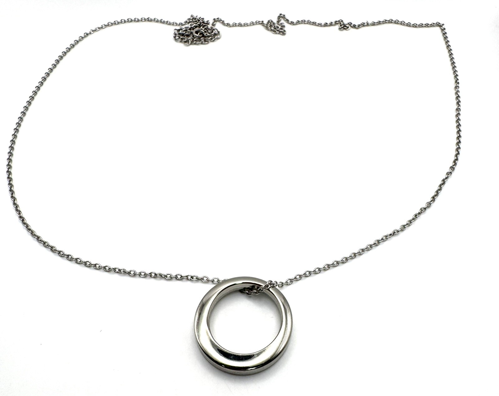 Minimalist Silver Ring Necklace 32 – 35 in