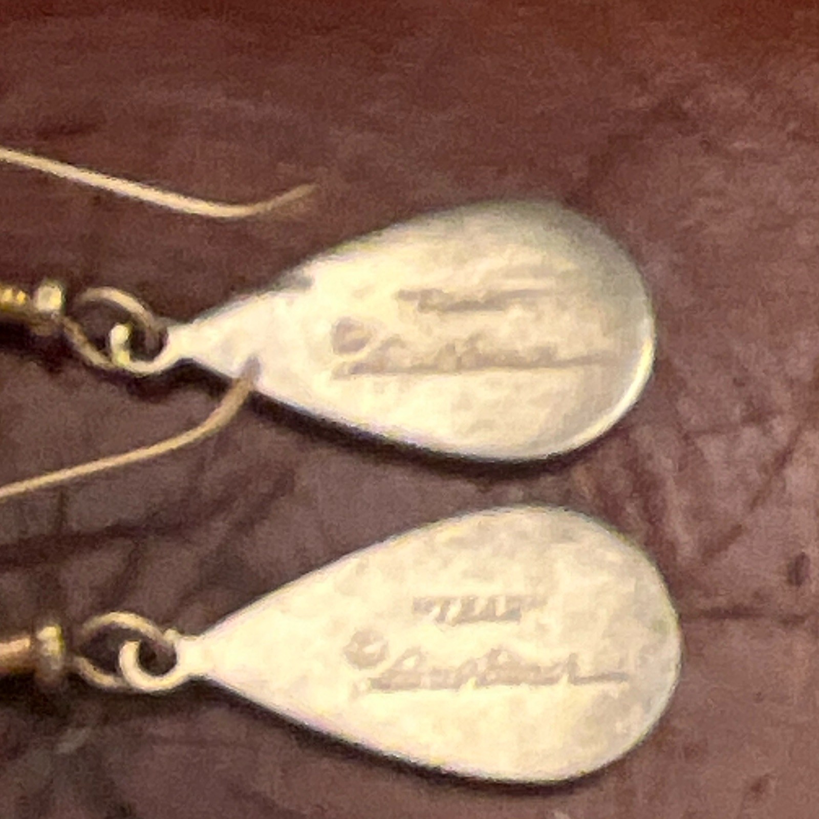 Vintage Laurel Burch Signed “Tear” Drop Earrings Blue Enamel