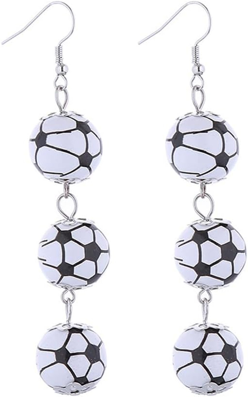 3D Wood Sport Ball Dangle Earrings Baseball Football Soccer Drop Earrings Player