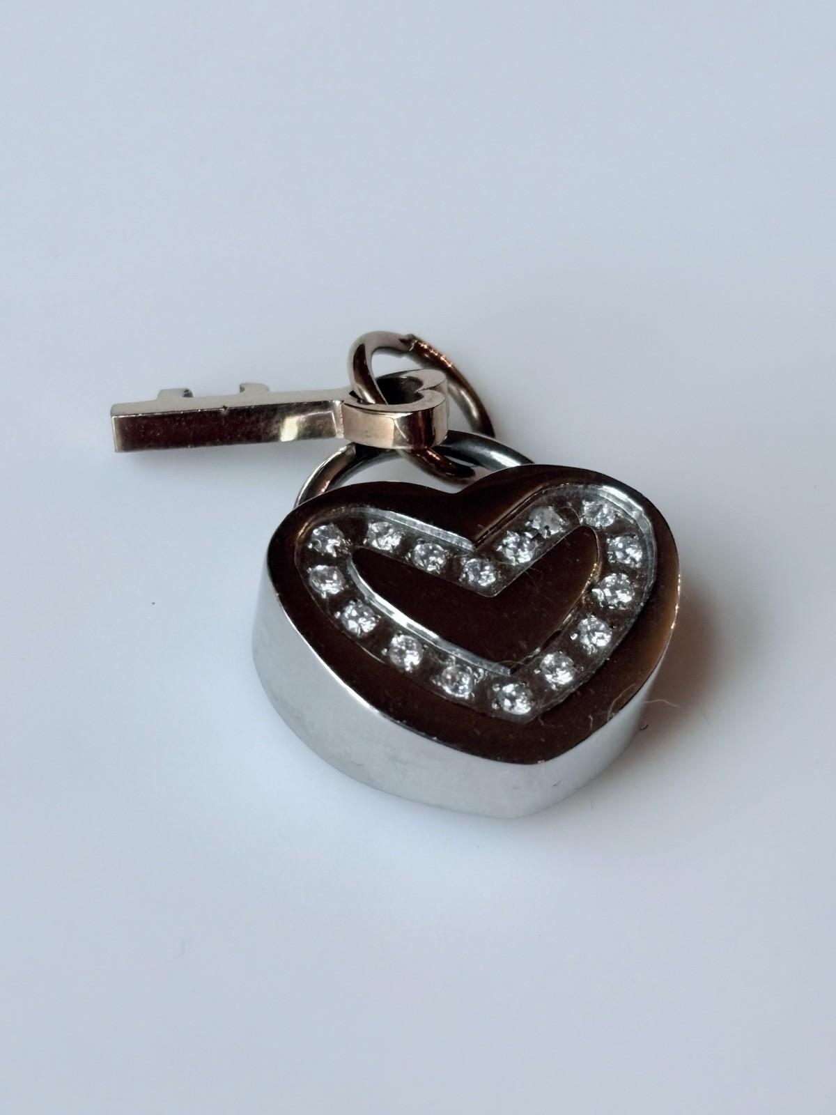 Heart and Key Charm Chisel Stainless Steel