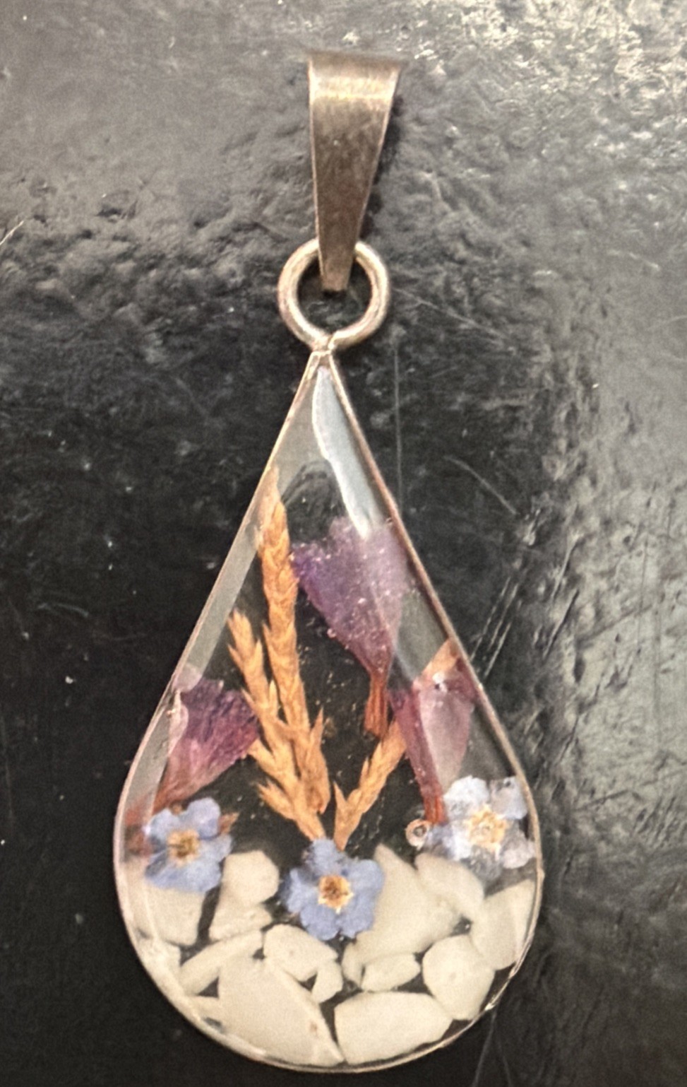 ATI Sterling Silver Resin Flower Pendant Or Charm