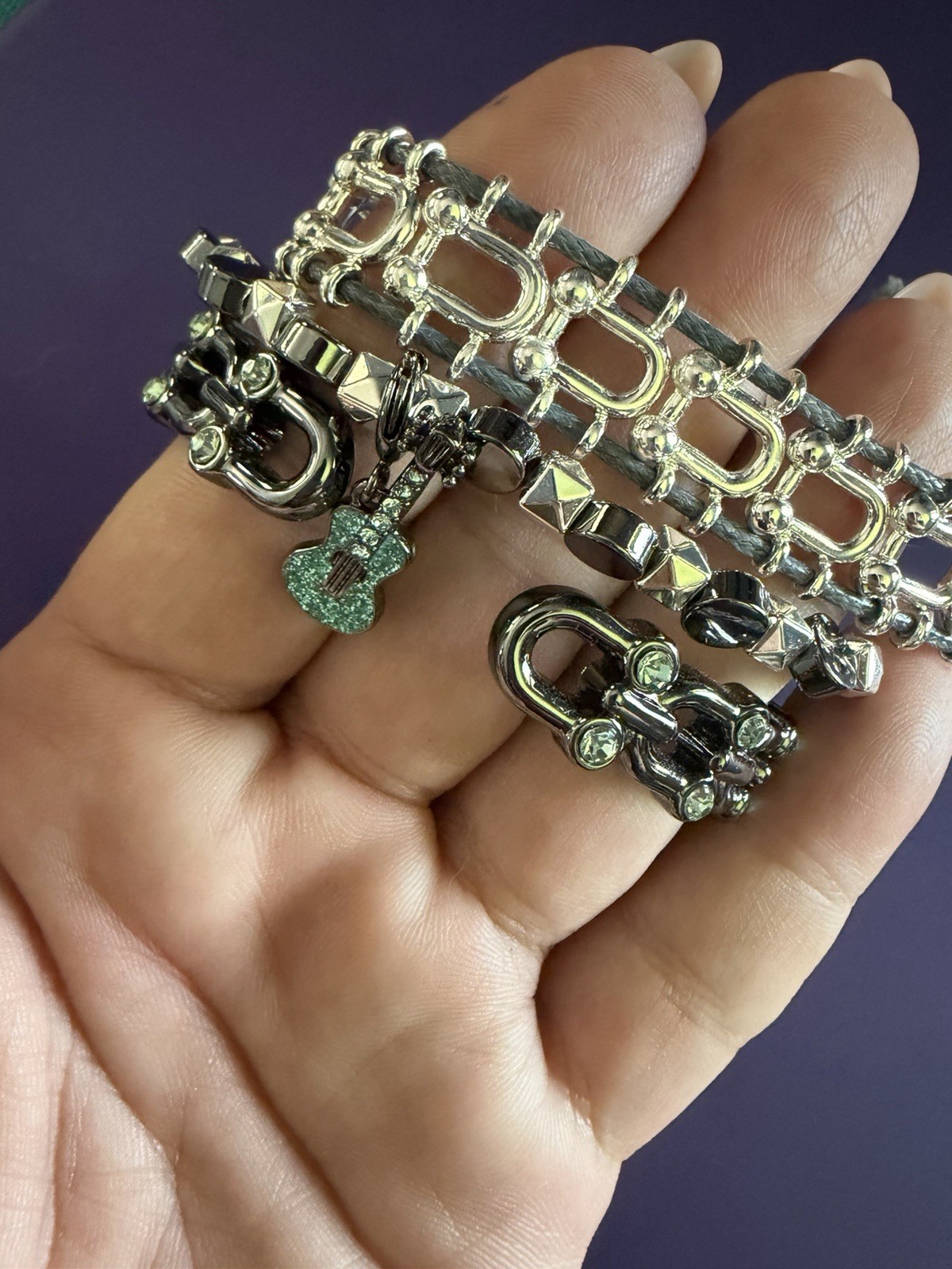 Bomb Party 2026 Spring Stack Midnight Melodies Guitar Charm Silver & Hematite