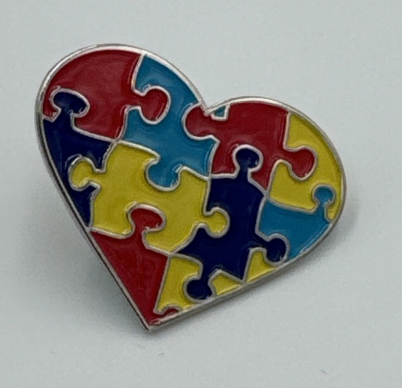 Autism Heart Puzzle Piece Enamel Pin Autism Awareness Lapel Pin NEW 1″ x 0.8