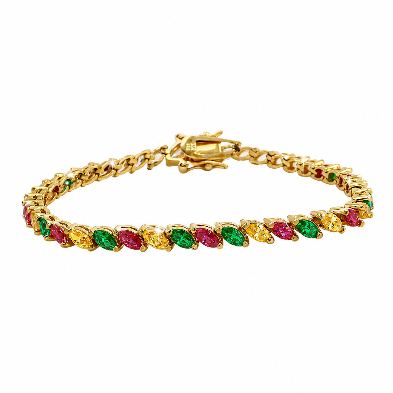 7Ct Marquise Cut Simulated Gemstone Tennis Bracelet 14K Yellow Gold Plated