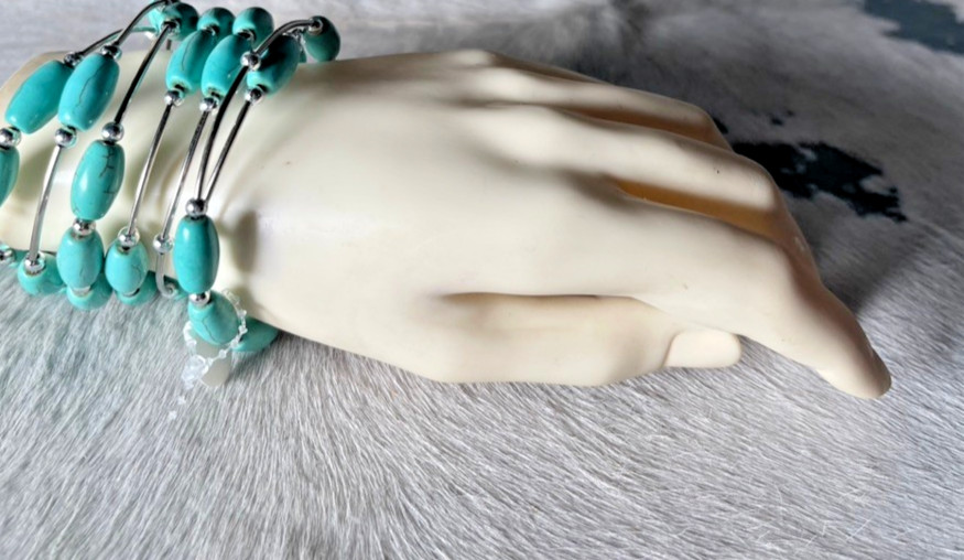 Western Womens Bracelet 52 x 1/4 in Turquoise Spiral Wrap Cuff Cowboy Adjust