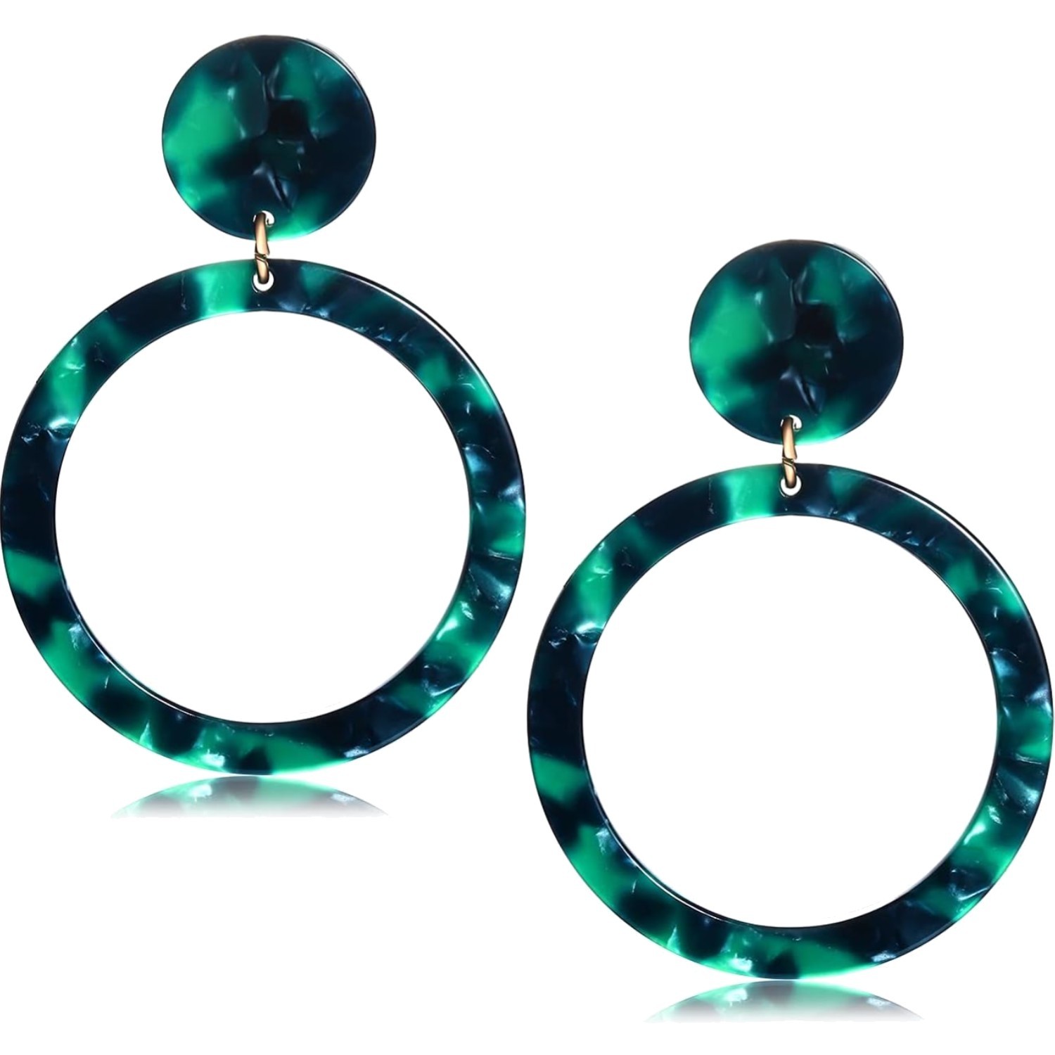 Acrylic Dangle Earrings Geometry Circle Resin Hoop Tortoise Shell