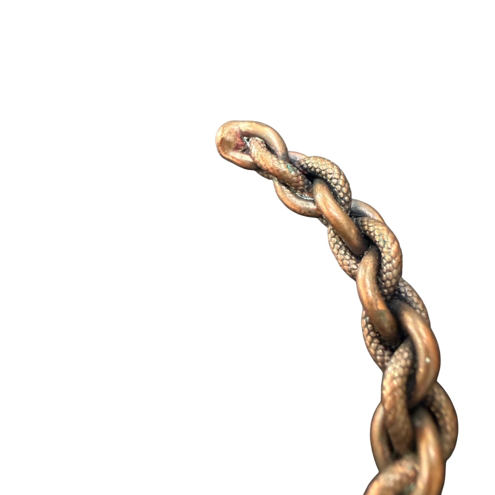Vintaeg Cuff Bracelet Braided Copper Snake Skin Textured Copper 2.25 inches