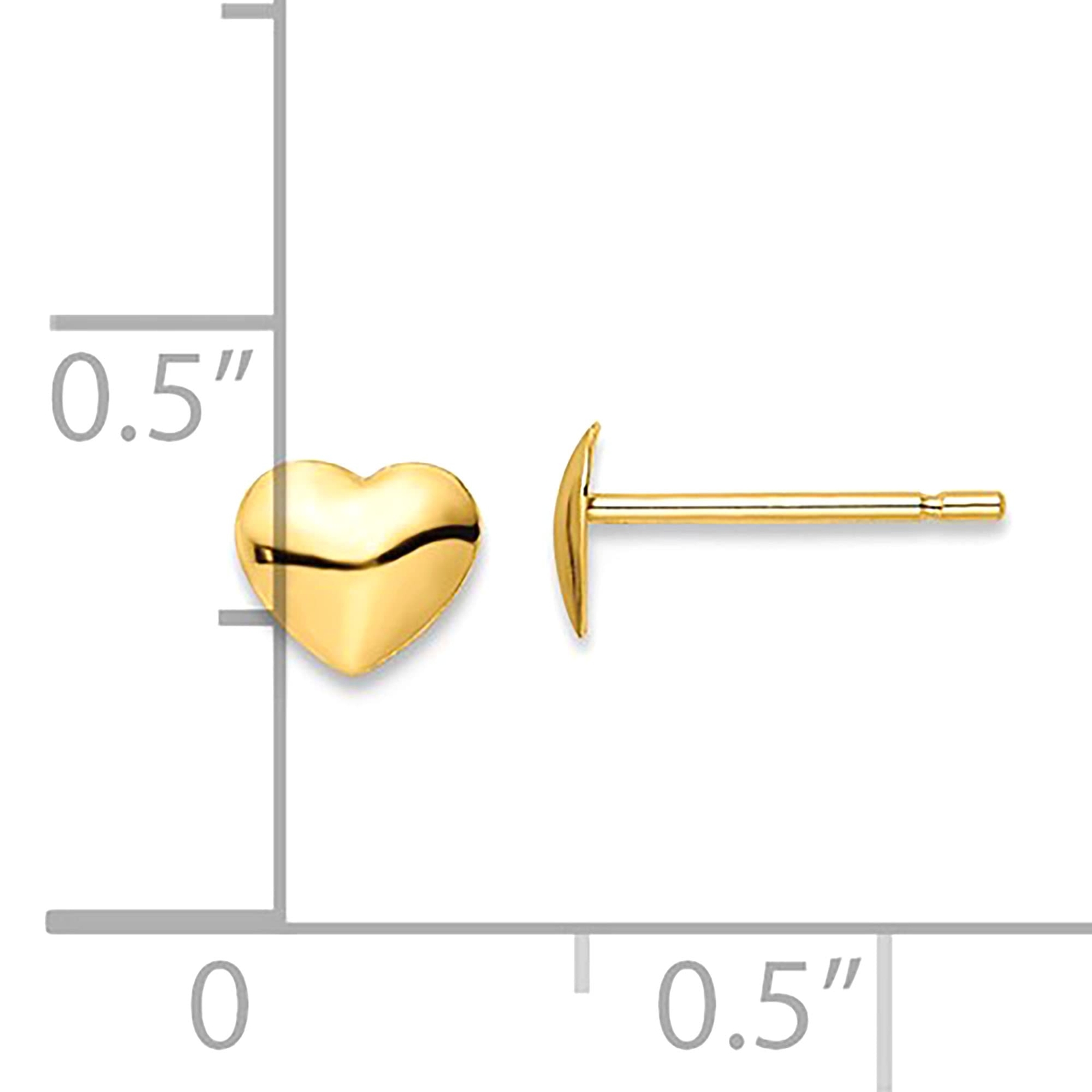 14k Yellow Gold Heart Shaped Stud Earrings