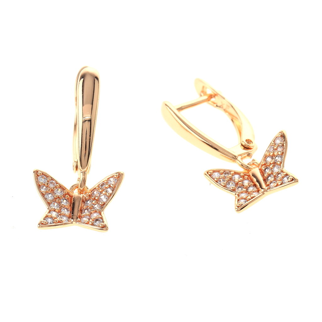 Gold Tone Gold Plated Metal English Lock Stud Earrings XPE2679-GLD