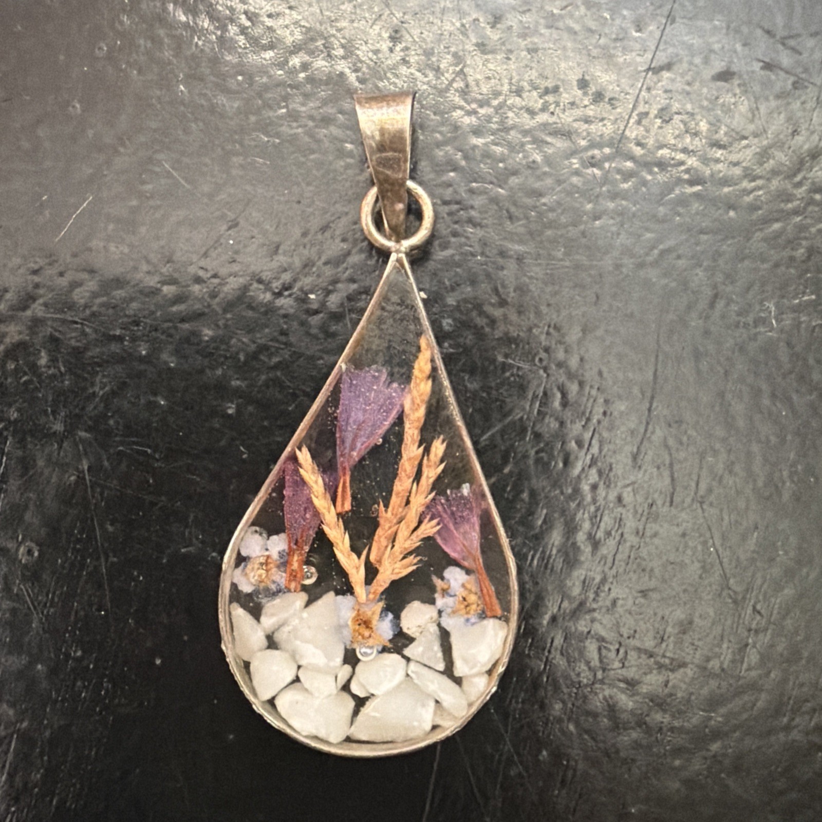 ATI Sterling Silver Resin Flower Pendant Or Charm