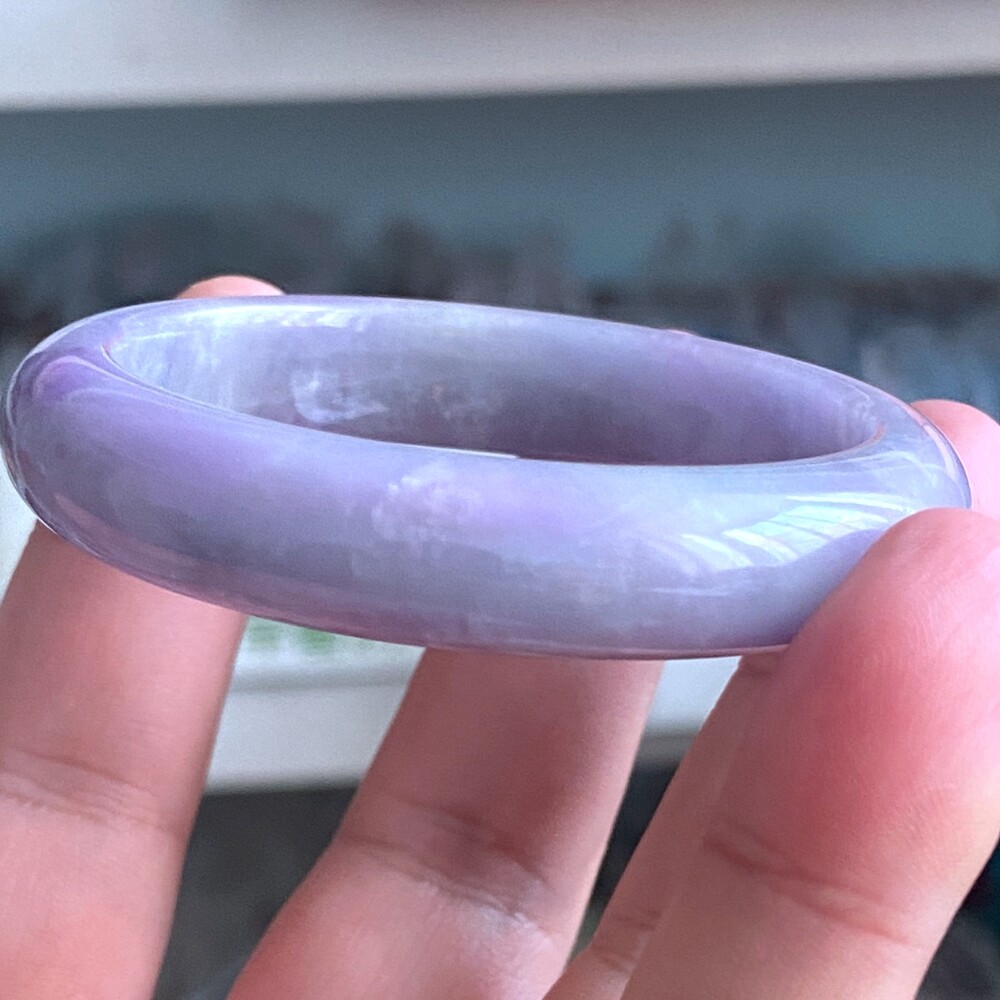 Certified Grade A Lavender 54-55mm Natural Burma Jade jadeite Bangle Bracelet