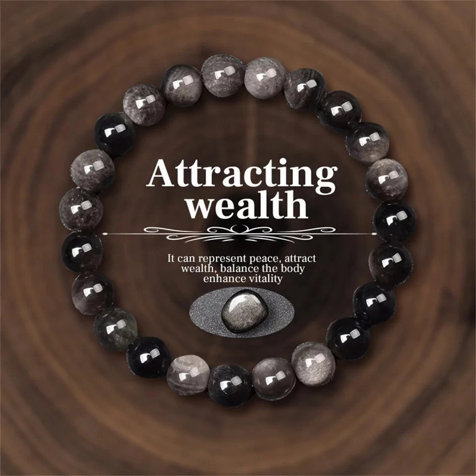 Natural Stone Symbolic Beaded Bracelet Women Men Anxiety Relief Protection Money