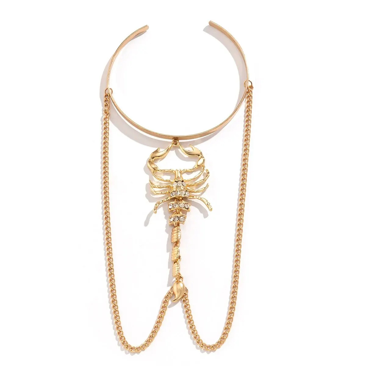 Gold Rhinestone Exaggerated Scorpion Bangle Vintage Punk Fashion Jewelry Women