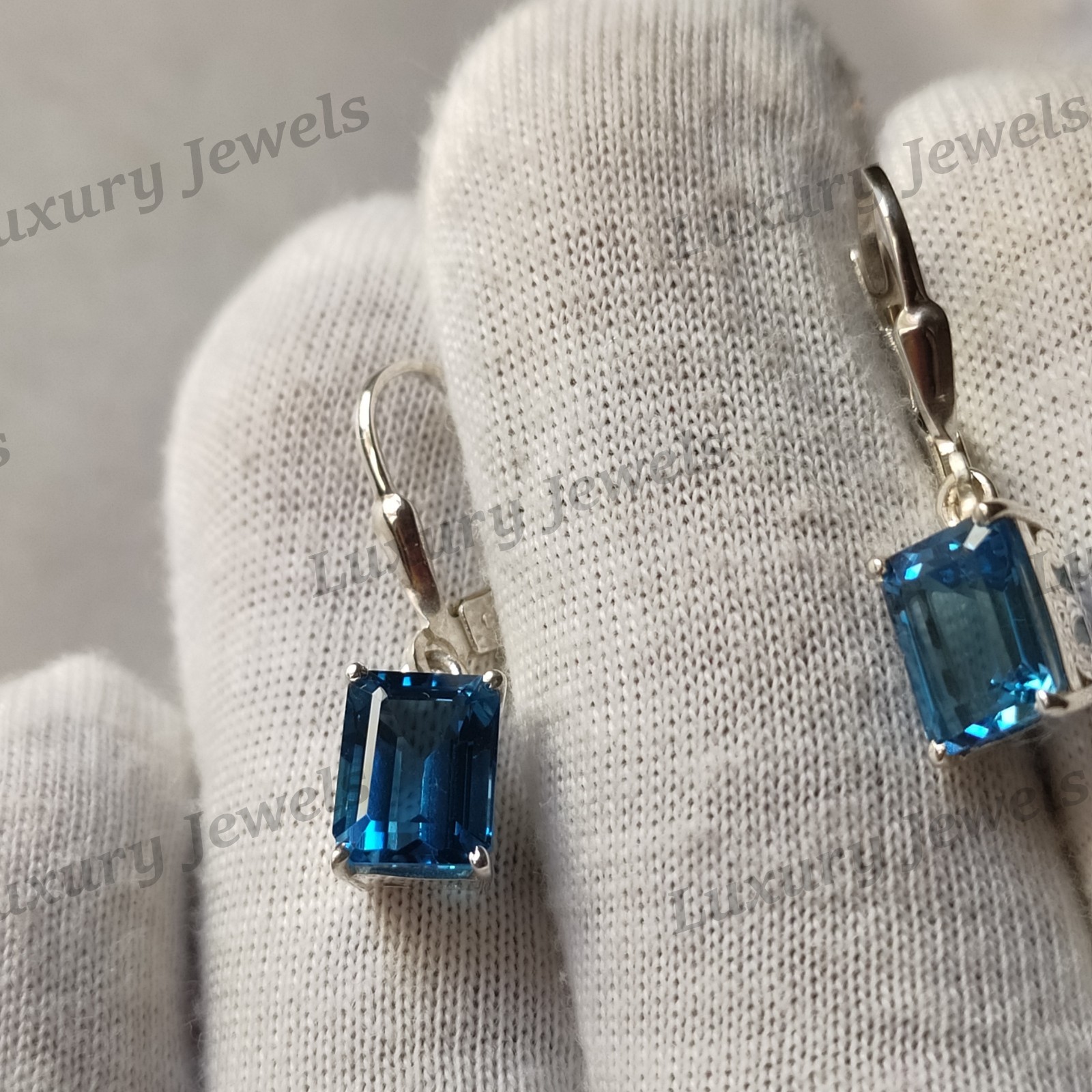 Natural Swiss Blue Topaz Sterling Silver Earrings Handmade Fine Jewelry Gift