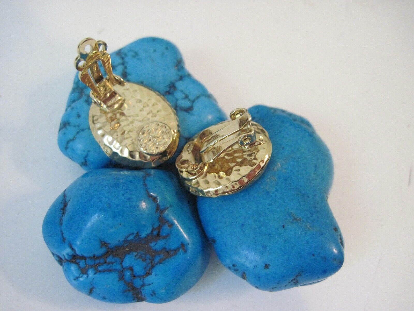 ARIKI PAUA genuine Shell palladium plated clip earrings Excellent