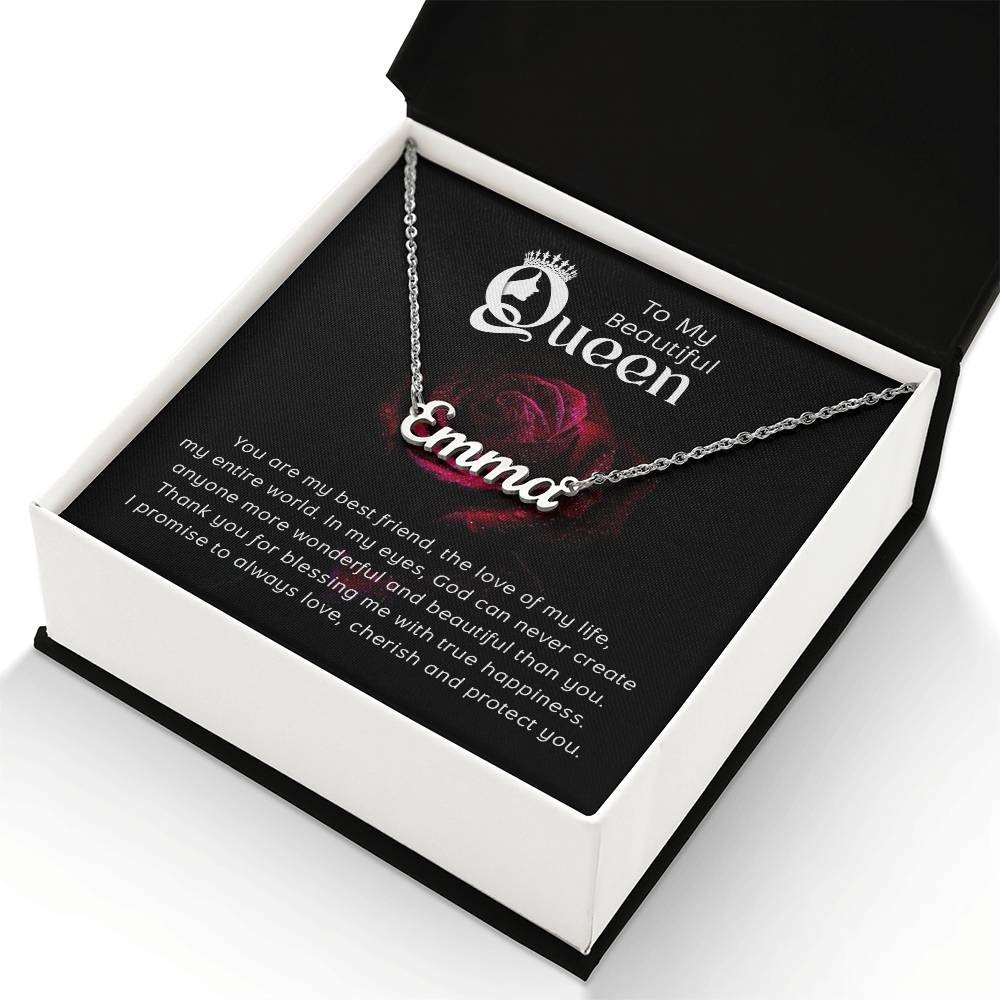 Personalized Queen Name Necklace Gift for Wife Girlfriend Romantic Jewelry