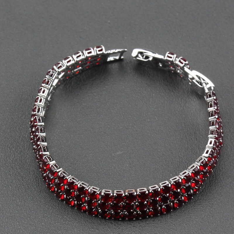 AAA Red Garnet Bracelet-19.5CM Link Chain Bracelet Women Bridal Jewelry 5 Color