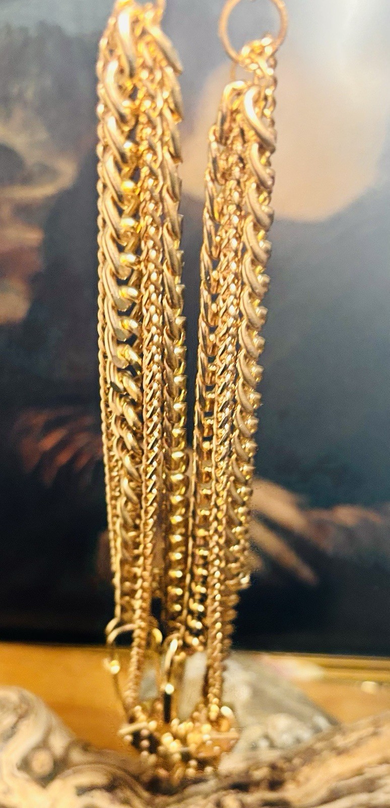 Multi Layered Gold Toned 4 Chains W/ Charms