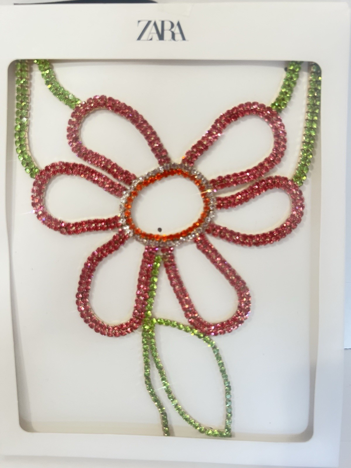 New ZARA Daisy Rhinestone Statement Necklace Special Occasion Unique Y1114e