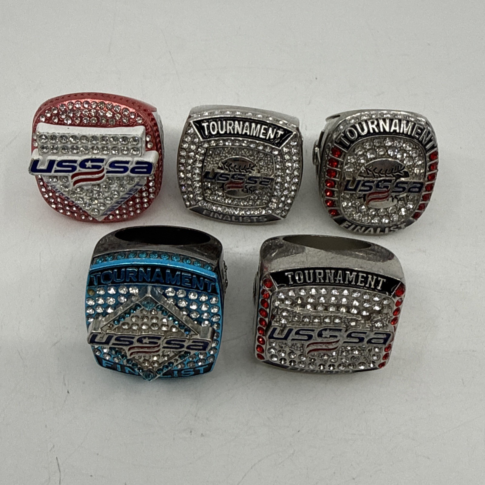 Lot Of 5 USSSA Baseball Championship Rings Multiple Sizes GREAT CONDITION