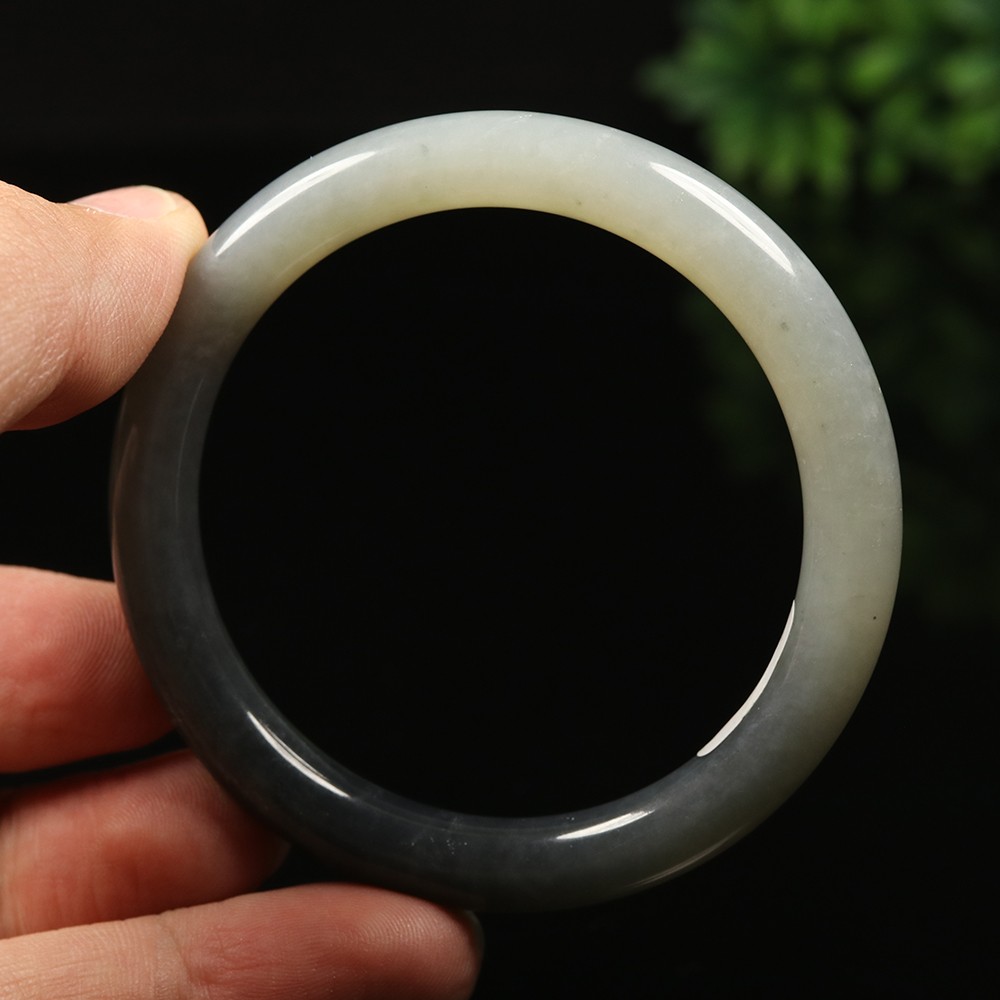 53mm Certified 100% Natural Grade A Black Green Xiu Jade Bangle Bracelet 12531