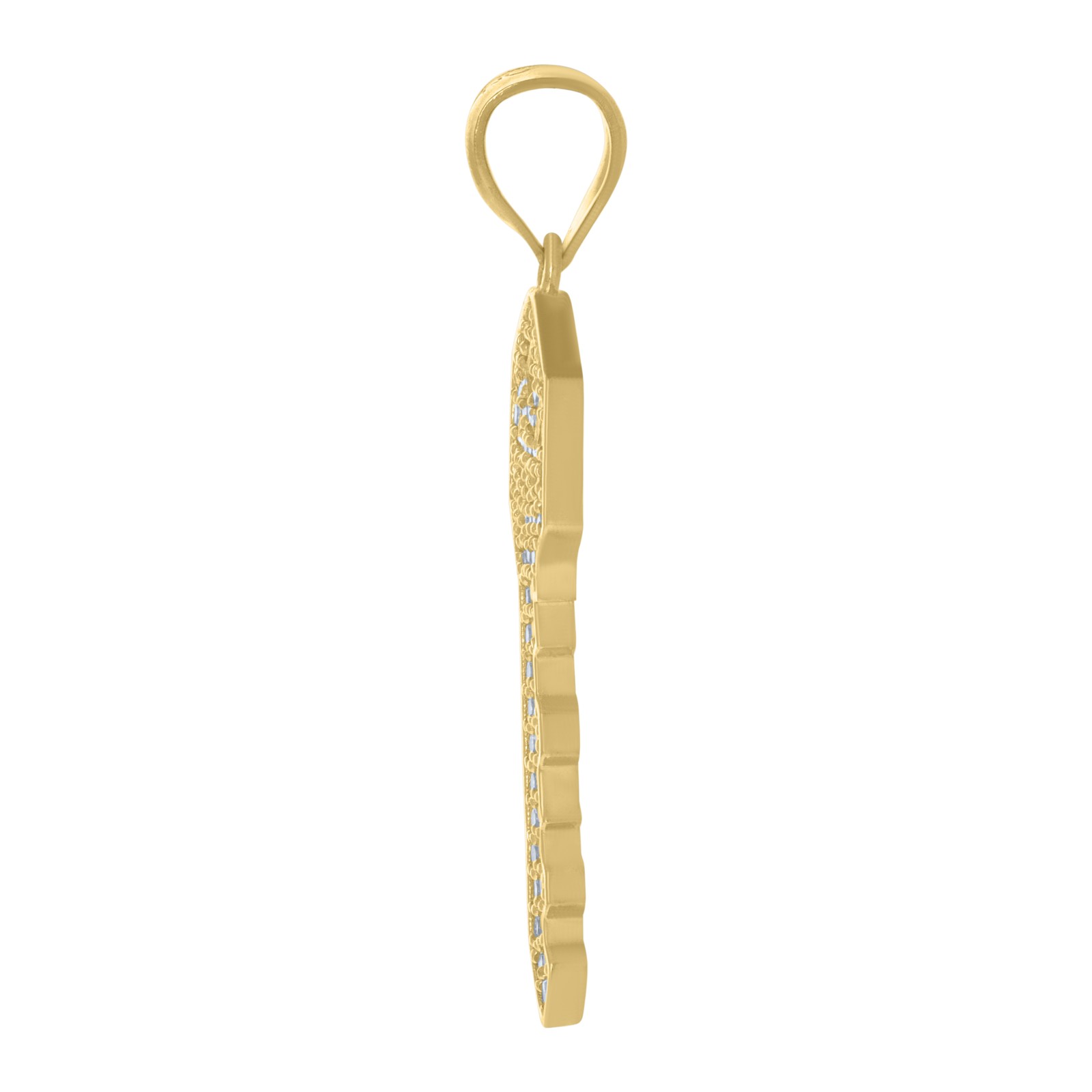 10K Yellow Gold Round CZ Unisex 1.25″ Iced Charm Lock & Key to My Heart Pendant