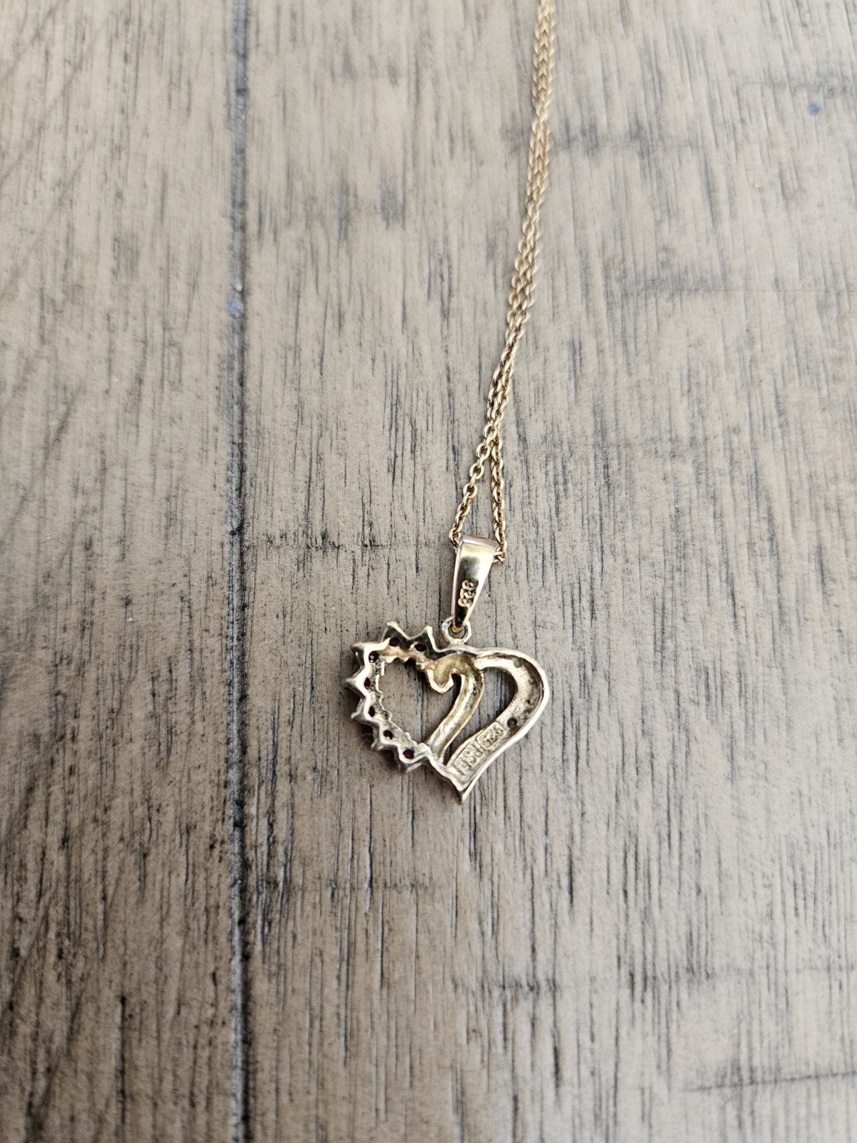 10K Yellow Gold Heart Pendant Necklace 0.23 CTW Diamond Accents Signed