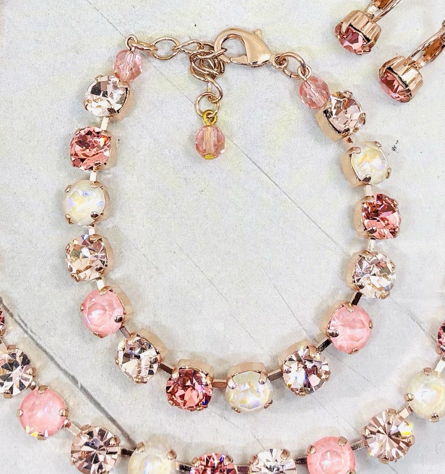 8mm Rose Gold Plated Rose Peach And Flamingo Ignite Cup Chain Bracelet
