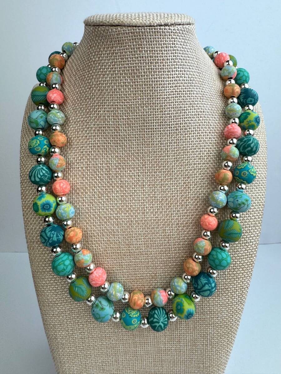LOT Jilzarah Jilzara Necklaces Artisan Polymer Clay handmade Beads Jil Zara Blue