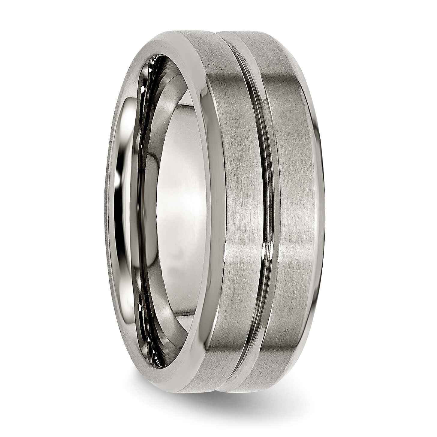 Chisel Titanium Brushed and Polished 8mm Grooved Beveled Edge Band TB171