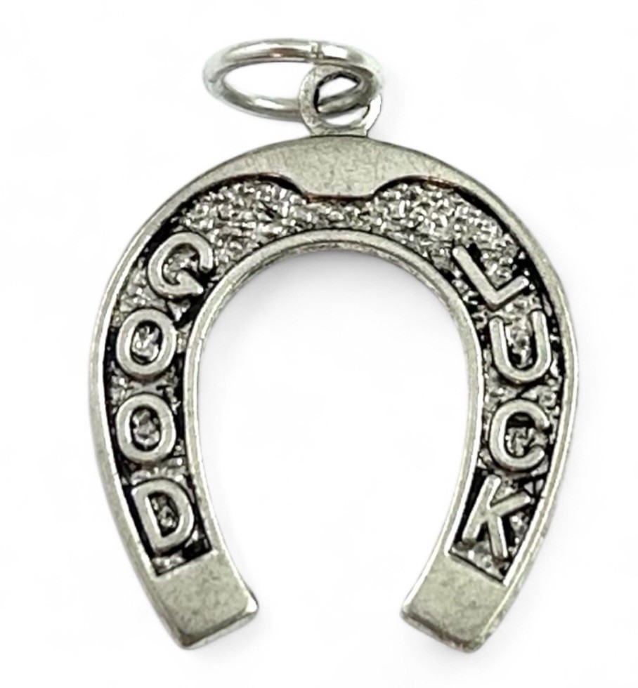 Horseshoe Lucky Charm Good Luck Charm Pendant Antiqued Silver Plated Jewelry