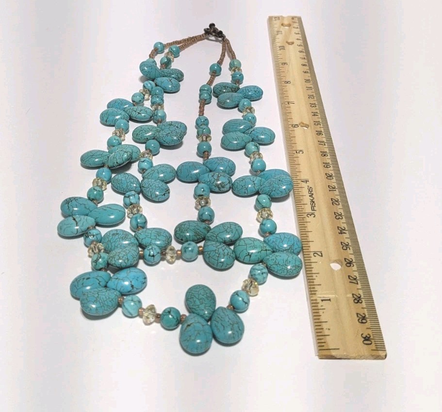 Layered Cluster Howlite Necklace With Multicolor Glass & Acrylic Beads. BOHO