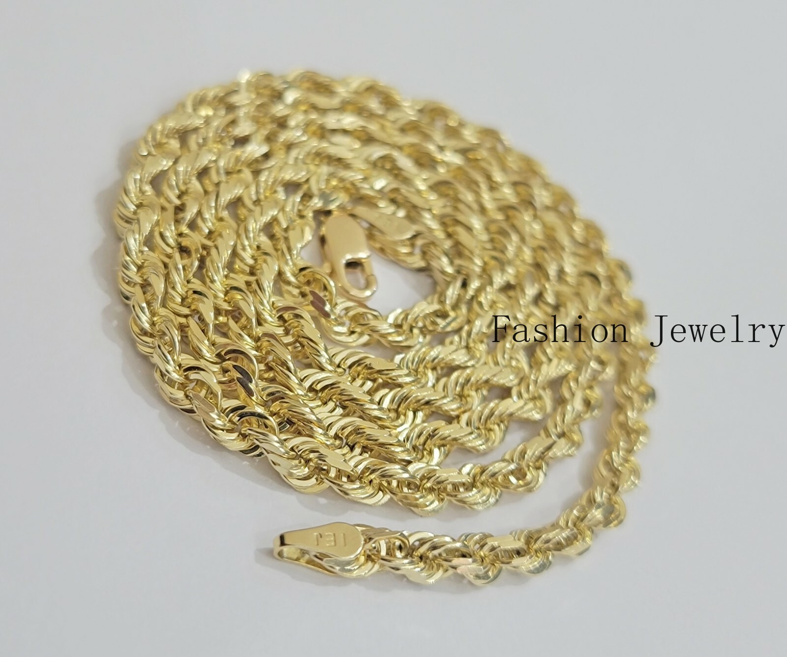 Real Solid 10k Gold Rope Chain Necklace 4mm-10mm Diamond Cut 18″-30″ For Pendant