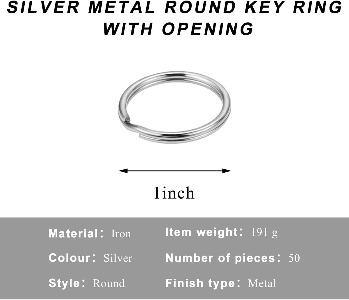 50PCS 1 inch 25mm Heavy Duty Split Key Rings, Bulk Metal K Color: 1 inch(25mm)