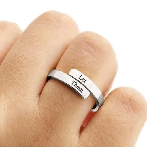 Handcrafted ~ Stainless Steel Band ~ LET THEM ~ Inspirational ~ Adjustable Ring