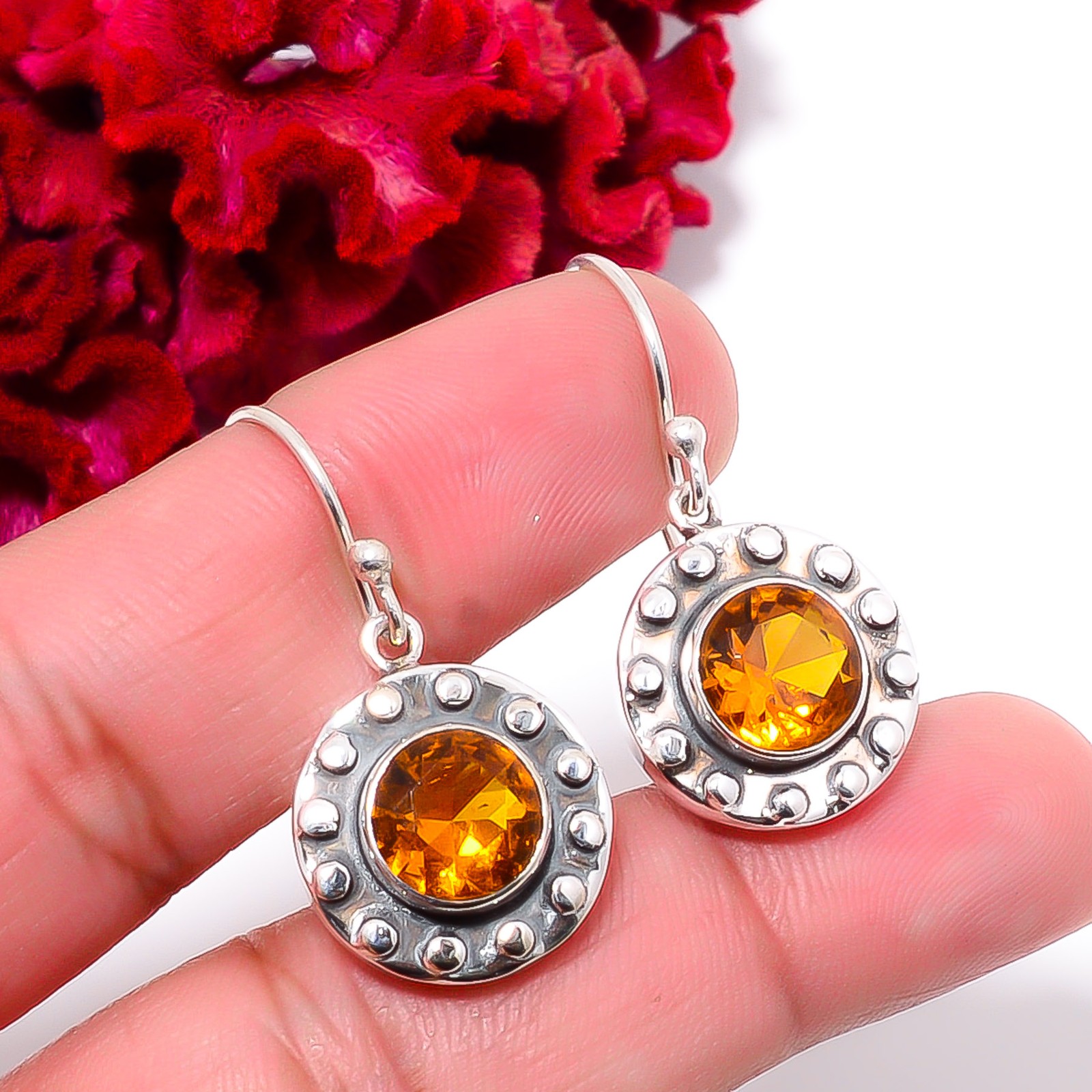 Citrine Designer 925 Sterling Silver Earring 1.2″, Christmas Gift E94630