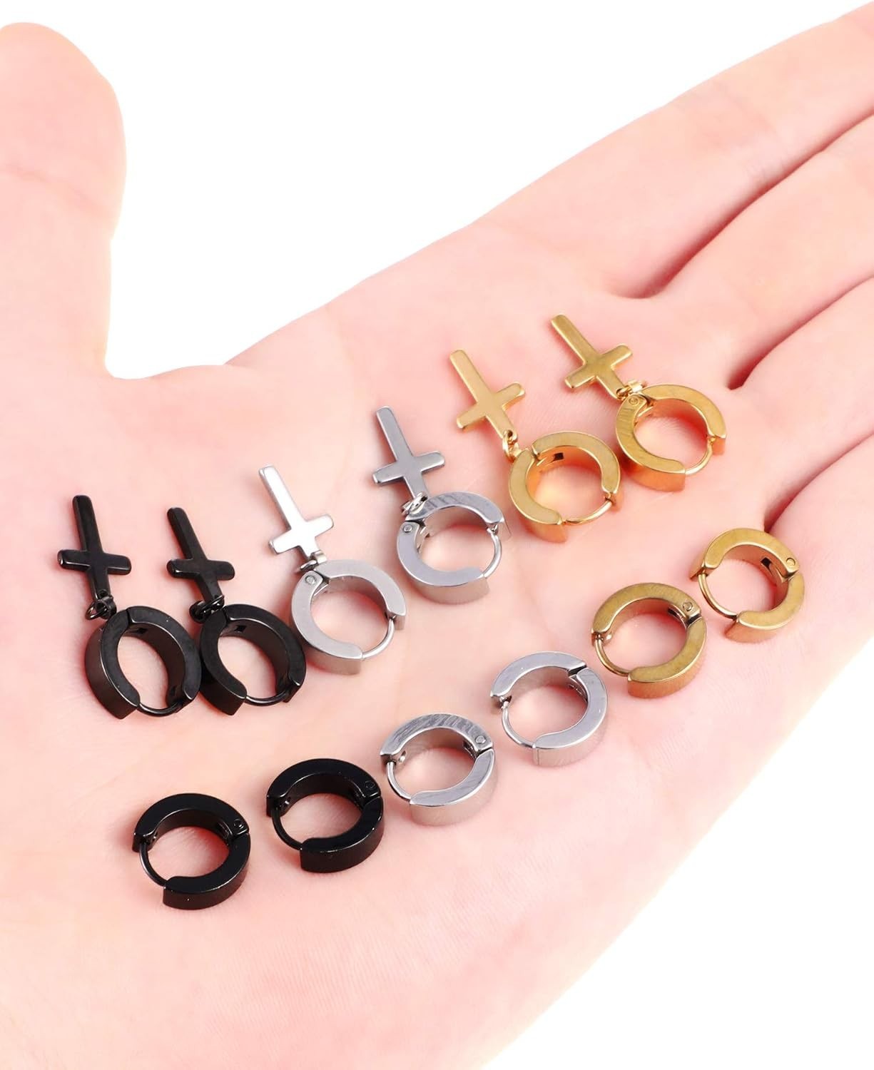 6 Pairs Lightweight Cross Hoop Dangle Earrings – Perfect Gift for All Occasions